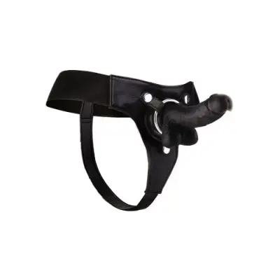 Realistic Dildo with Strap-On harness, Svart