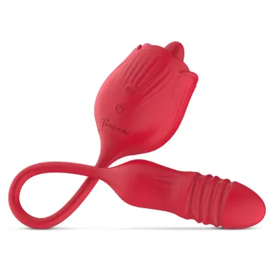 Teazers – Rose Thrusting Dildo Vibrator – Red
