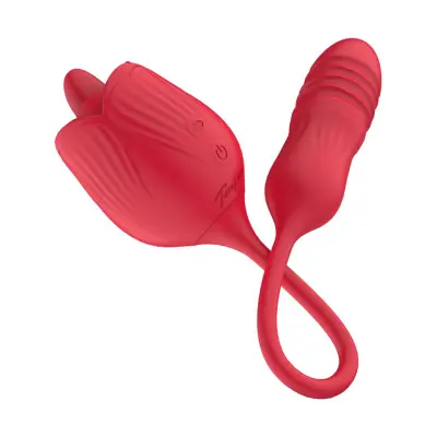 Teazers: Rose Vibrator with Thrusting Dildo