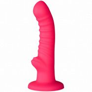 baseks Ribbed Stimulation Silikondildo 17 cm - Rose