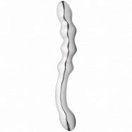 Sinful Beaded Steel Dildo - Silver