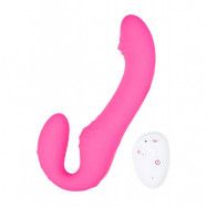 Triple Vibration Strap-On Vibrator Wireless Remote Pink