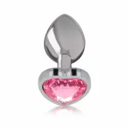Intense Anal Toys - Analplugg i Metall med Rosa hjärtformad kristalldiamant - Large