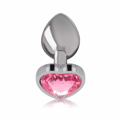 Intense Anal Toys - Analplugg i Metall med Rosa hjärtformad kristalldiamant - Medium