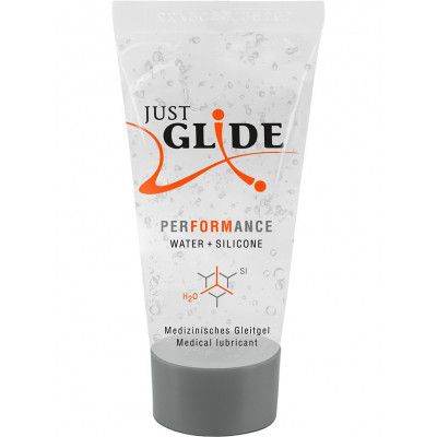 Just Glide: Performance, Vatten- och Silikonbaserat Glidmedel, 20 ml