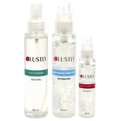 LUSTLY 3-i-1 Pleasure Pack – Glycerinfritt, Cherry Glid&Toy Cleaner