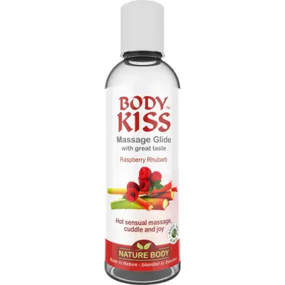Nature Body: Body Kiss, Raspberry/Rhubarb Massage Glide, 100 ml