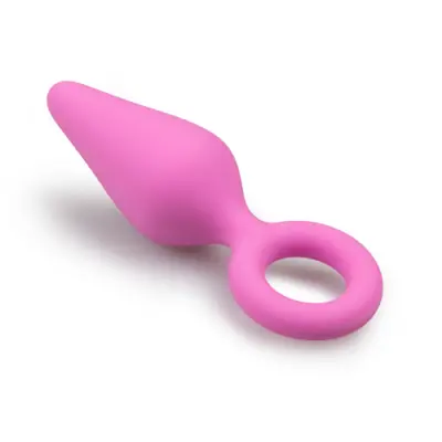 Pink Buttplugs With Pull Ring - Small