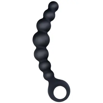 Ribbed Silicone Curved Anal Beads 18 cm