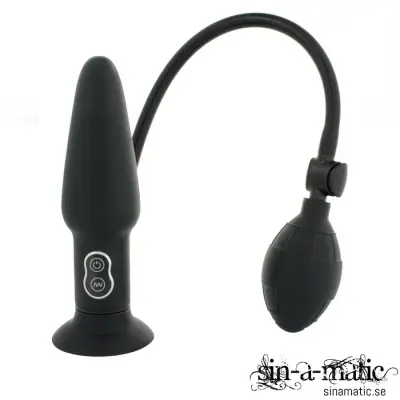 Uppblåsbar, vibrerande buttplug i gummi