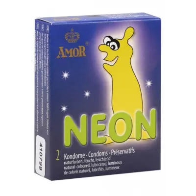Amor Neon Självlysande kondom - 2 pack