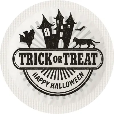 Happy Condoms Halloween Trick or Treat BW