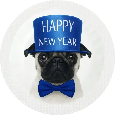 Happy Condoms Happy New Year Fransk Bulldog 1 st