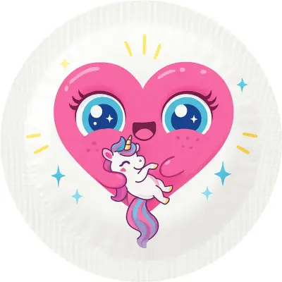 Happy Condoms Heart Loves Unicorn 1 st