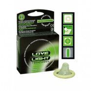 Love Light Glow In The Dark Condom, 3 pack