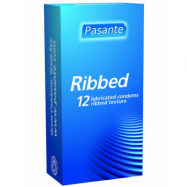 Pasante Ribbed: Kondomer, 12-pack