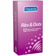 Pasante Ribs & Dots: Kondomer, 12-pack