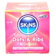 Skins Dots & Ribs Kondomer 16 st - Klar