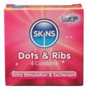 Skins Dots & Ribs Kondomer 4 St - Klar