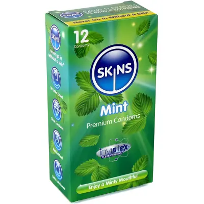 Skins Flavoured: Mint, Kondomer, 12-pack