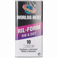 Worlds-Best Ril-Form Rib And Dot Kondomer 10 st  - Klar - M