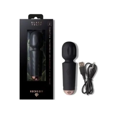 ROCKS-OFF - MINI RECHARGEABLE WAND 16 FUNCTIONS BLACK TULIP