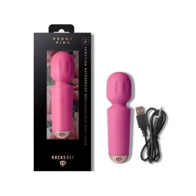 ROCKS-OFF - MINI RECHARGEABLE WAND 16 FUNCTIONS PEONY PINK