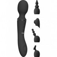 Vive: Nami, Pulse-Wave Wand Vibrator with Clitoral Sleeves, svart