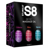 Stimul8: S8 Erotic Massage Oil, 3x50 ml