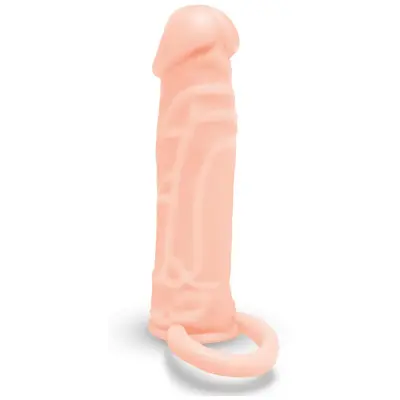 Size-Up Silicone Realistic Penis Extender with Ball Loop - Flesh