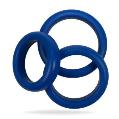 3 blue silicone rings