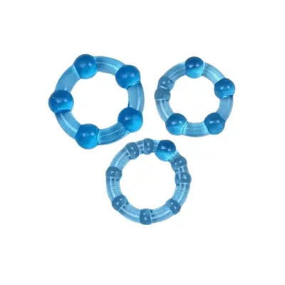 Beaded Ring Set Blue 3-pack
