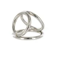Chrome Triple Cock and Ball Ring - Medium / Silver