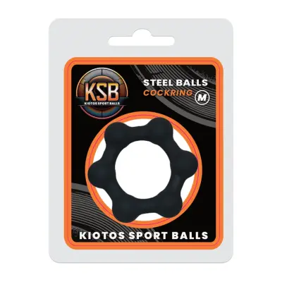 KSB Silicone Cockring With 6 Steel Balls Medium