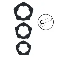 Levelz - Beaded Silicone Cockring Set Of 3 - Black - S/M/L