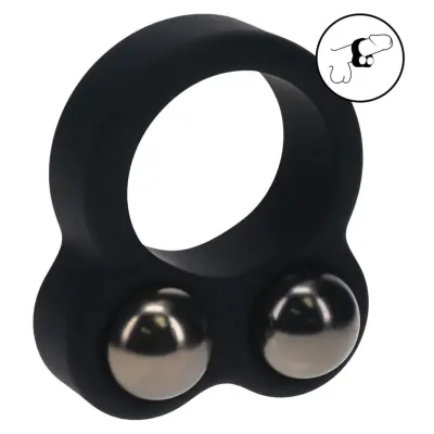 Levelz - Liquid Silicone Double Weighted Ball Cockring - Black