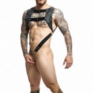 MaleBasics DNGEON Top Body Harness med Penisring - Grå