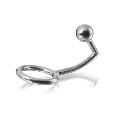Metal Hard Cock Ring Ring With Anal Intruder Hook 40Mm