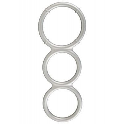 Metallic Silicone Triple Cock&Ball ring