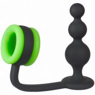 Ouch! Glow in the Dark Beaded Analplugg med Penisring - Blandade färger