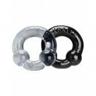 Oxballs: Ultraballs, 2 Piece Cockring Set, svart/transparent