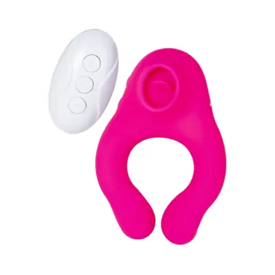 Remote Controlled Vibrating Licking Cock Ring Pink