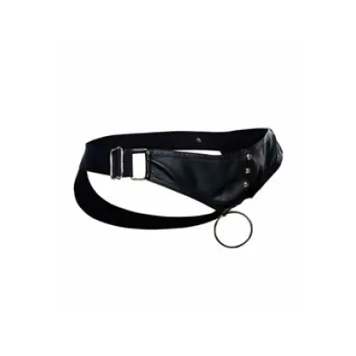 Mob Eroticwear Dngeon Cockring Jockstrap Black