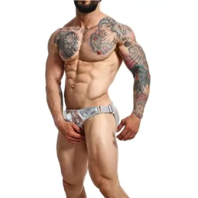Mob Eroticwear Dngeon Cockring Jockstrap Silver