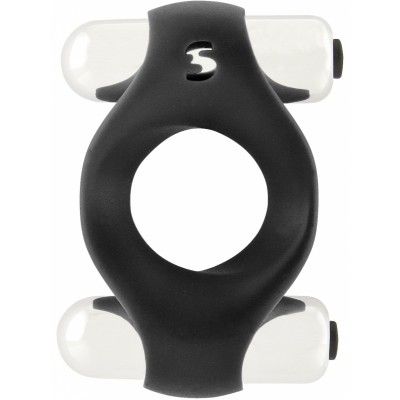 Shots Toys: Double Vibrating Endless Cockring, svart