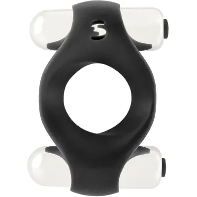 Shots Toys: Double Vibrating Endless Cockring, svart