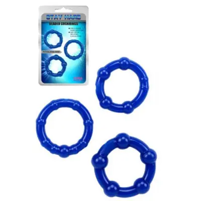 Stay Hard Cockrings Blue 3-pack