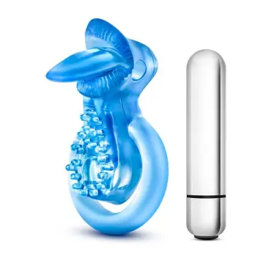 Stay Hard Vibrerande Penis- och Pungring, Blå
