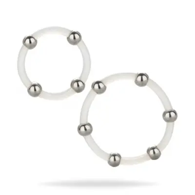 Steel Beaded Silicone Ring Set