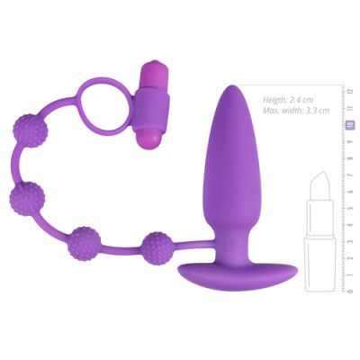 Triple Pleasure Cock Ring With Plug